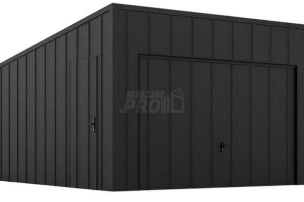 Ogłoszenie - Garaż blaszany 3,5x5m - brama uchylna - drzwi - blacha na rąbek - dach spad w tył GP635. Zdjęcie 1