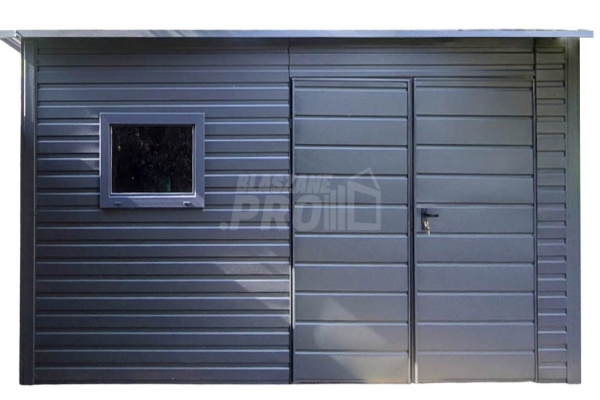 Ogłoszenie - Schowek - domek 4x3m - brama - okno - antracyt - dach spad w tył GP623. Zdjęcie 1