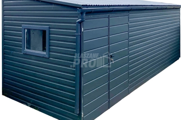 Ogłoszenie - Schowek - Domek ogrodowy 5x2,5m - Brama dwuskrzydłowa - okno - antracyt - dach spad w przód GP617. Zdjęcie 1