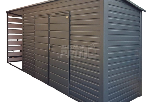 Ogłoszenie - Schowek - domek ogrodowy 4x1 - wiata 2x1 - brama - antracyt - dach spad w tył GP627. Zdjęcie 1