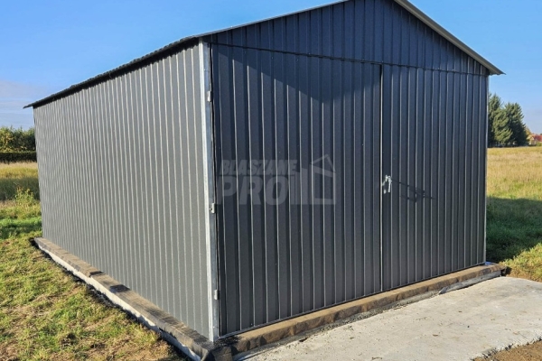 Ogłoszenie - Garaż blaszany 3x6 Brama dwuskrzydłowa - antracyt - dach dwuspadowy GP630. Zdjęcie 3