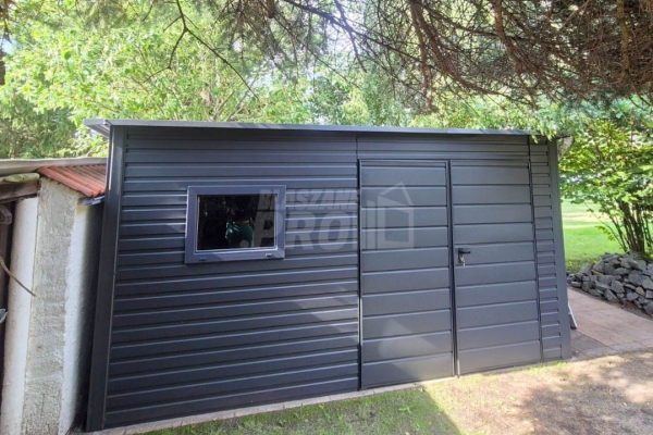 Ogłoszenie - Schowek - domek 4x3m - brama - okno - antracyt - dach spad w tył GP623. Zdjęcie 3