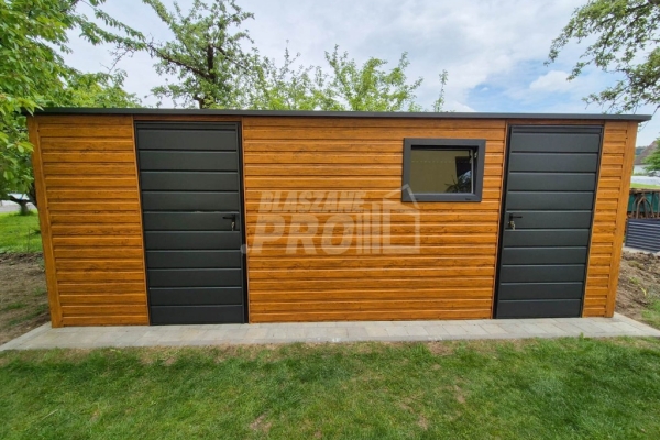 Ogłoszenie - Schowek - Domek Ogrodowy 6x3m - 2x drzwi - 2x okno - jasny orzech - drewnopodobny - dach spad w tył GP621. Zdjęcie 2