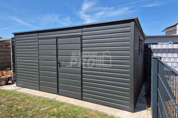 Ogłoszenie - Schowek - Domek Ogrodowy 5x2m - Brama - okno - antracyt - dach spad w tył GP618. Zdjęcie 2