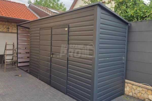 Ogłoszenie - Schowek - domek ogrodowy 4x1 - wiata 2x1 - brama - antracyt - dach spad w tył GP627. Zdjęcie 2