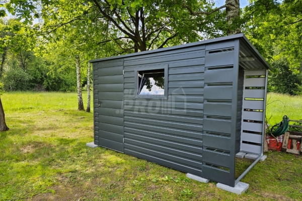Ogłoszenie - Schowek - Domek Ogrodowy 3x2 - wiata 0,5x2 - drzwi - okno - antracyt - dach spad w tył GP626. Zdjęcie 4