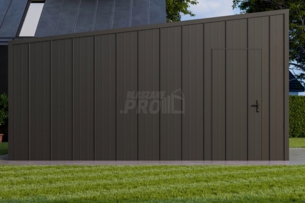 Ogłoszenie - Garaż blaszany 3,5x5m - brama uchylna - drzwi - blacha na rąbek - dach spad w tył GP635. Zdjęcie 4