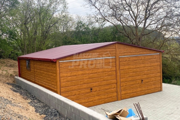 Ogłoszenie - Garaż blaszany 6x6 - 2x brama - 2x okno - drzwi - jasny orzech - drewnopodobny - Dach dwuspadowy - rynny GP633. Zdjęcie 3