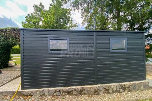 Ogłoszenie - Schowek - domek ogrodowy 2x5m - Brama dwuskrzydłowa - 2x okno - antracyt - dach spad w bok GP625. Zdjęcie 2