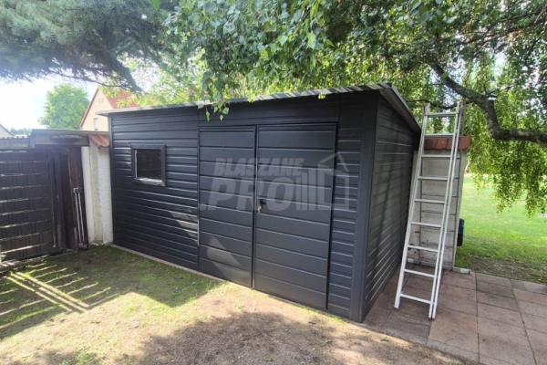 Ogłoszenie - Schowek - domek 4x3m - brama - okno - antracyt - dach spad w tył GP623. Zdjęcie 2