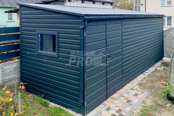 Ogłoszenie - Schowek - Domek ogrodowy 5x2,5m - Brama dwuskrzydłowa - okno - antracyt - dach spad w przód GP617. Zdjęcie 2