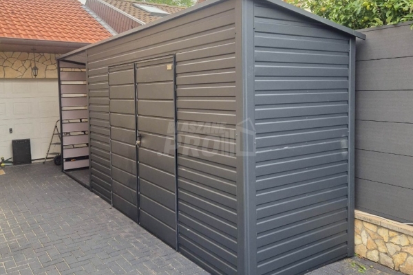 Ogłoszenie - Schowek - domek ogrodowy 4x1 - wiata 2x1 - brama - antracyt - dach spad w tył GP627. Zdjęcie 4