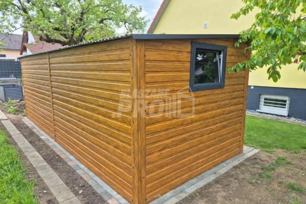 Ogłoszenie - Schowek - Domek Ogrodowy 6x3m - 2x drzwi - 2x okno - jasny orzech - drewnopodobny - dach spad w tył GP621. Zdjęcie 3