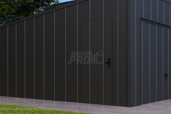 Ogłoszenie - Garaż blaszany 3,5x5m - brama uchylna - drzwi - blacha na rąbek - dach spad w tył GP635. Zdjęcie 4