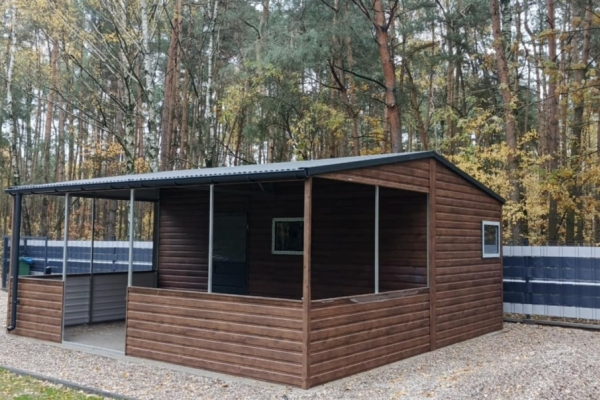 Ogłoszenie - Garaż Blaszany Blaszak z wiatą oblachowaną 6×5 Ciemny Orzech, Drzwi, Okno. Zdjęcie 5