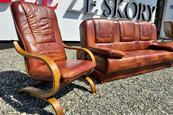 Ogłoszenie - PROMOCJA - komplet FINKA wersalka + 2 fotele, skóra naturalna. Zdjęcie 5