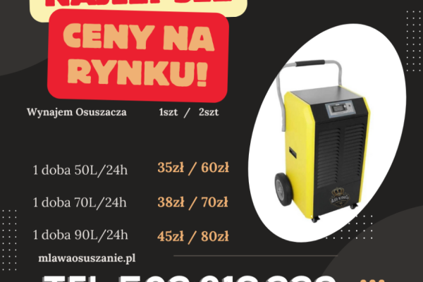 Ogłoszenie - Wynajem osuszaczy Mława – skutecznie osuszamy pomieszczenia!. Zdjęcie 1