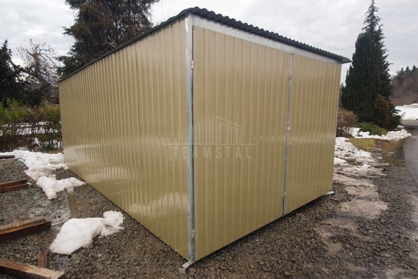 Ogłoszenie - Garaż blaszany 3x5m - II Gatunek - Garaż na budowę brama dwuskrzydłowa - złoty - dach spad w tył TS1169. Zdjęcie 3