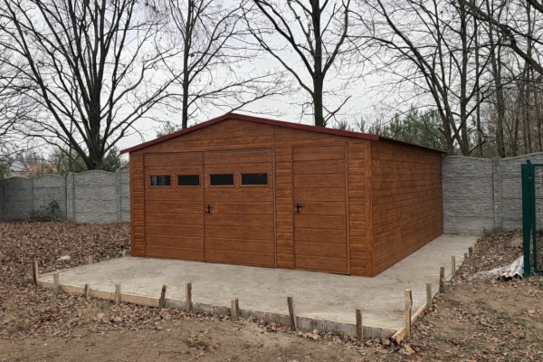 Ogłoszenie - Dwuspadowy Garaż Blaszany 5×5m drewnopodobny w kolorze złoty dąb PREMIUM. Zdjęcie 2