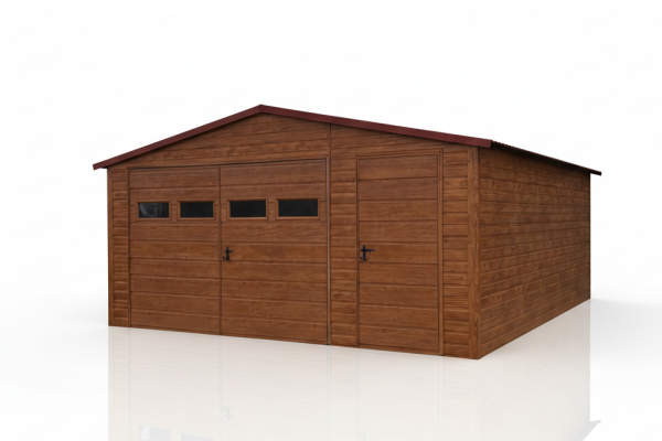 Ogłoszenie - Dwuspadowy Garaż Blaszany 5×5m drewnopodobny w kolorze złoty dąb PREMIUM. Zdjęcie 1