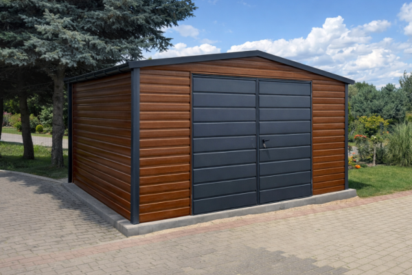 Ogłoszenie - Garaż Blaszany dwuspadowy 4x5 Złoty Dąb + Ciemny Grafit Brama dwuskrzydłowa. Zdjęcie 2