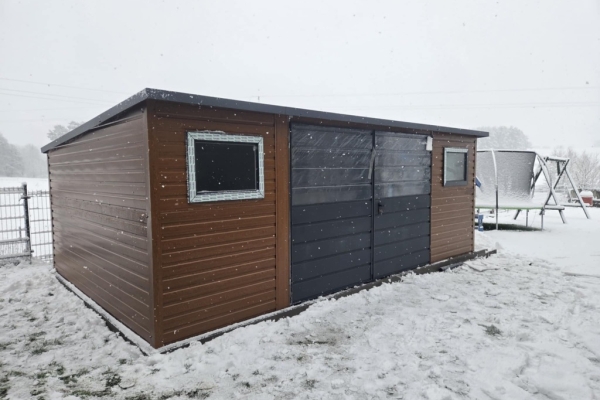 Ogłoszenie - Domek ogrodowy narzędziowy 6×3 Złoty Dąb + Ciemny Grafit MAT PREMIUM. Zdjęcie 2