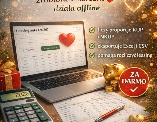 Ogłoszenie - Darmowy kalkulator KUP/NKUP 2026 – proste rozliczanie leasingu. Zdjęcie 1
