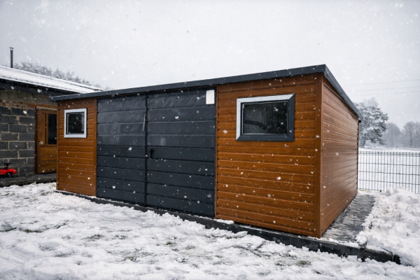 Ogłoszenie - Domek ogrodowy narzędziowy 6×3 Złoty Dąb + Ciemny Grafit MAT PREMIUM. Zdjęcie 1