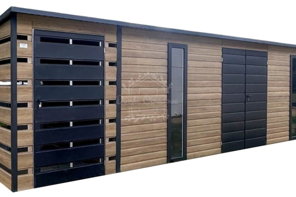 Ogłoszenie - Schowek - domek ogrodowy 6x2,5m - wiata 0,5m - wiata 1,2m - drzwi - 2x okno - brama dwuskrzydłowa ID1057. Zdjęcie 1