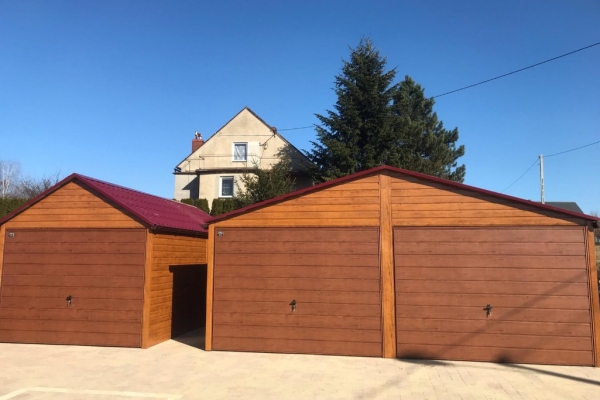 Ogłoszenie - garaże drewnopodobne i akrylowe 6m x 6m z blachodachówką. Zdjęcie 1