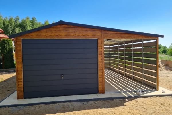 Ogłoszenie - garaże drewnopodobne i akrylowe 6m x 6m z blachodachówką. Zdjęcie 2