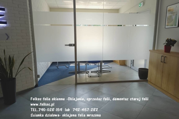 Ogłoszenie - Folie matowe paski-  matowy mrożony pas- Wyklejanie szyb-Folie dekoracyjne matowe paski -Oklejanie biur Warszawa -Folkos. Zdjęcie 5