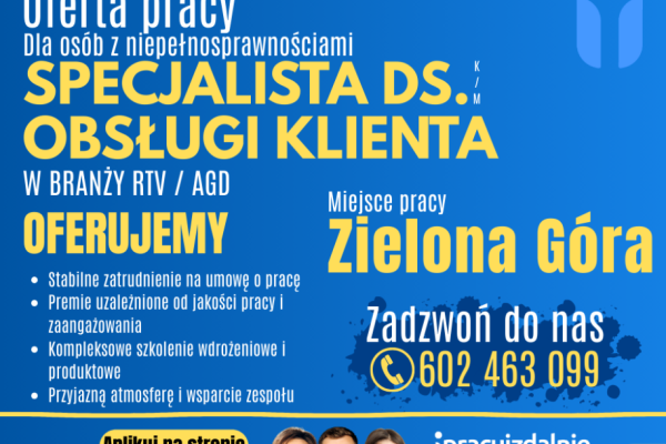 Ogłoszenie - Specjalista/-ka ds. obsługi klienta Zielona Góra. Zdjęcie 1
