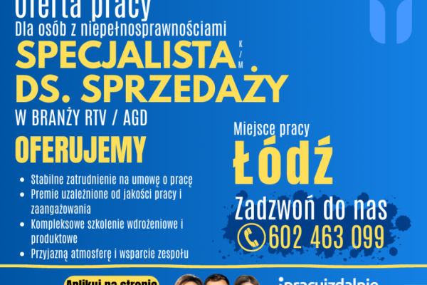 Ogłoszenie - Specjalista/-ka ds. sprzedaży Łódź. Zdjęcie 1