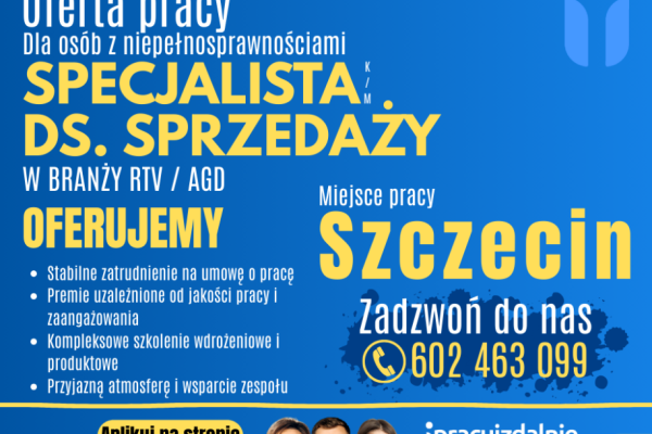 Ogłoszenie - Specjalista/-ka ds. sprzedaży Szczecin. Zdjęcie 1