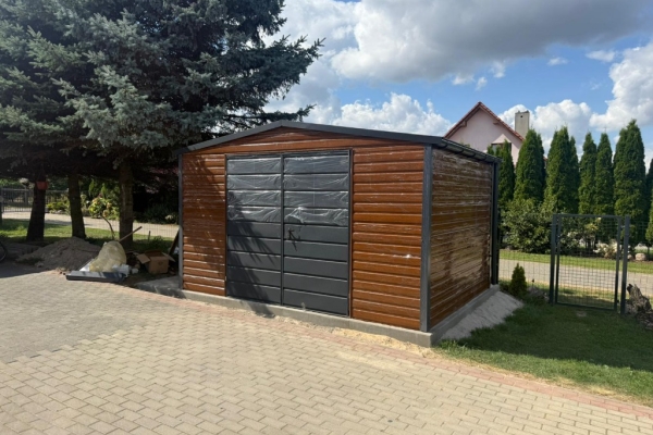 Ogłoszenie - Garaż Blaszany dwuspadowy 4x5 Złoty Dąb + Ciemny Grafit Brama dwuskrzydłowa. Zdjęcie 6