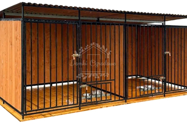 Ogłoszenie - Kojec dla psów 4x2m drewniana podłoga - uchwyt na miski ID1043. Zdjęcie 1