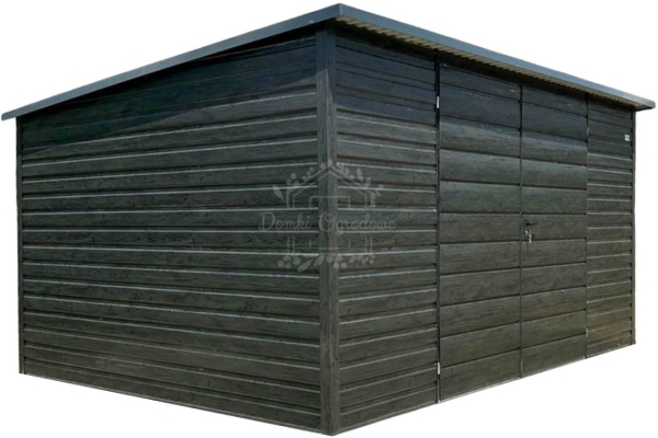 Ogłoszenie - Schowek - domek ogrodowy 4x3m - brama dwuskrzydłowa  sosna norweska - drewnopodobny - dach spad w tył - rynna ID1056. Zdjęcie 1