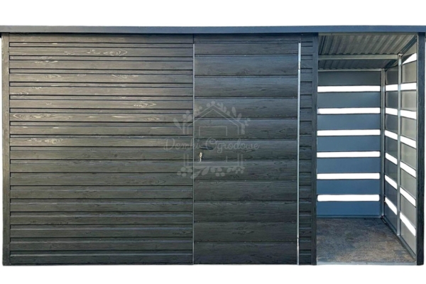 Ogłoszenie - Schowek - domek ogrodowy 3x2m - wiata 1m - drzwi - sosna norweska - drewnopodobny - dach spad w tył ID1054. Zdjęcie 1