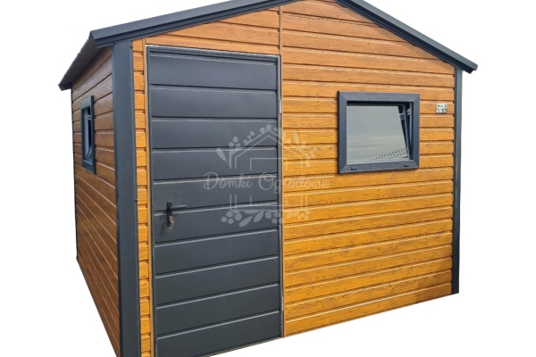 Ogłoszenie - Schowek - domek ogrodowy 3x2,5m - drzwi - 2x okno - jasny orzech - drewnopodobny - dach dwuspadowy ID991. Zdjęcie 1