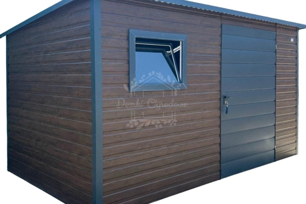 Ogłoszenie - Schowek - domek ogrodowy 3x2m - drzwi - okno - ciemny orzech - drewnopodobny - dach spad w tył ID1052. Zdjęcie 1