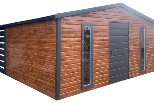 Ogłoszenie - Schowek - domek ogrodowy 4x3m - drzwi - 2 x okno - złoty dąb - drewnopodobny - dach dwuspadowy - rynny ID1113. Zdjęcie 1