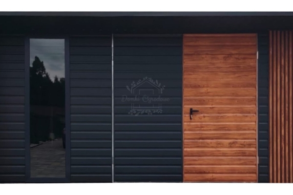 Ogłoszenie - Schowek - domek ogrodowy 5x4m - drzwi - okno - dekor z lameli - antracyt - dach spad w tył - rynna ID1108. Zdjęcie 1