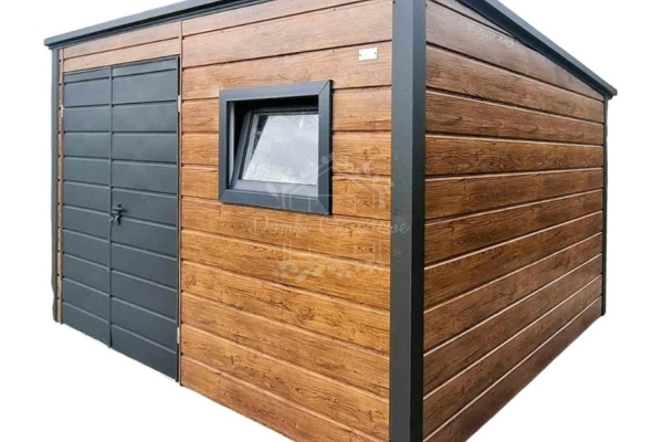 Ogłoszenie - Schowek - domek ogrodowy 3x3m - brama dwuskrzydłowa - okno - złoty dąb - drewnopodobny - antracyt - dach spad w tył - ry. Zdjęcie 1