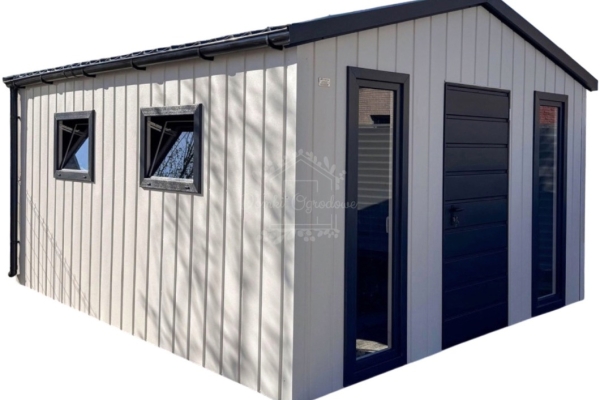 Ogłoszenie - Domek ogrodowy 3x4 - drzwi - 4 x okno - biały - antracyt - blachodachówka - rynny - dach dwuspadowy ID1160. Zdjęcie 1