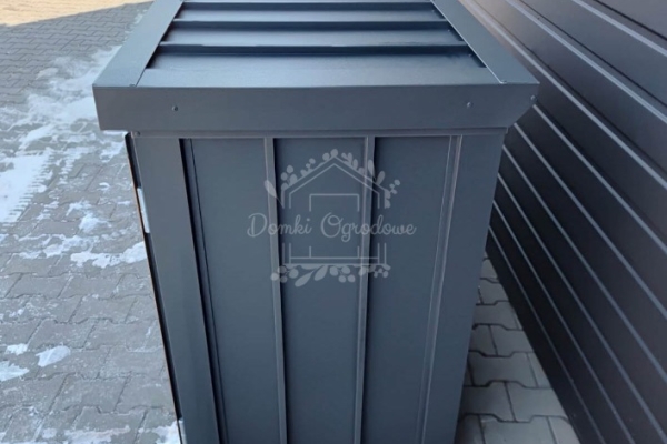 Ogłoszenie - Zabudowa koszy na śmieci wiata śmietnikowa obudowa kubłów 177x65x110 cm 3x120L antracyt + jasny orzech ID1151. Zdjęcie 2
