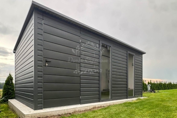 Ogłoszenie - Schowek - Domek 5x2m - drzwi - 2x okno - antracyt - spad w tył ID1045. Zdjęcie 2