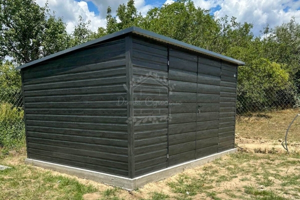 Ogłoszenie - Schowek - domek ogrodowy 4x3m - brama dwuskrzydłowa  sosna norweska - drewnopodobny - dach spad w tył - rynna ID1056. Zdjęcie 5