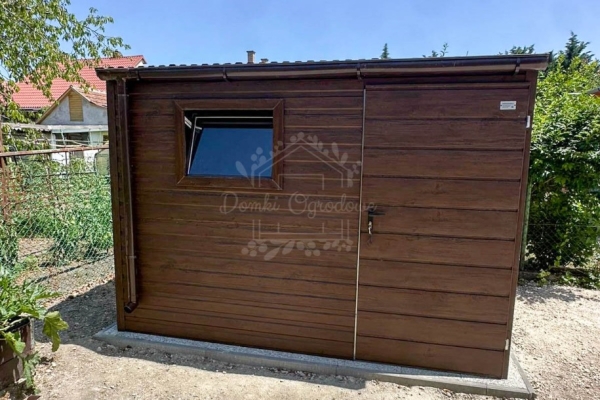 Ogłoszenie - Schowek - domek ogrodowy 3x2m - drzwi - okno - ciemny orzech - dach spad w przód - rynna ID1051. Zdjęcie 3
