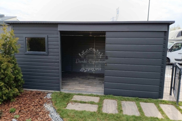 Ogłoszenie - Schowek - domek ogrodowy 5,5x2,5m - drzwi przesuwne - okno - antracyt - dach spad w tył ID1086. Zdjęcie 5